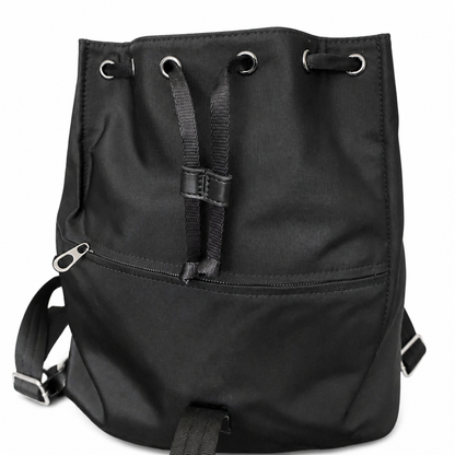 Woven Leather & Canvas Backpack in Good Condition
