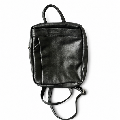 Faux-Leather Black Backpack