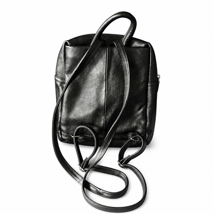 Faux-Leather Black Backpack