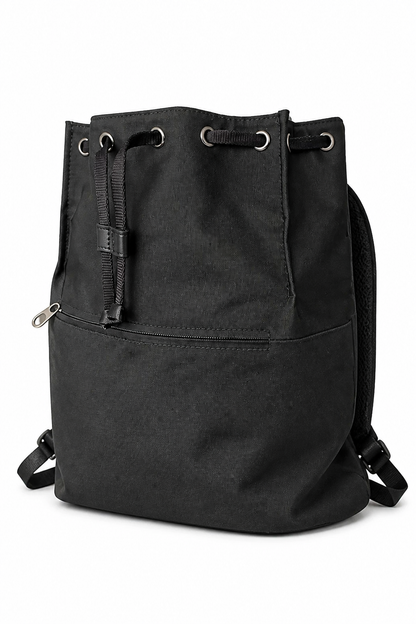 Woven Leather & Canvas Backpack in Good Condition