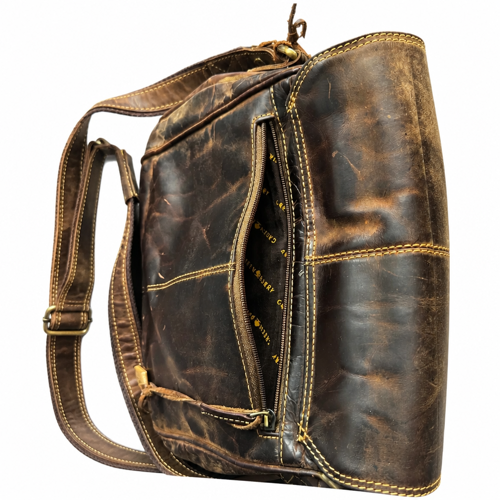 Handcrafted Leather Green Burry